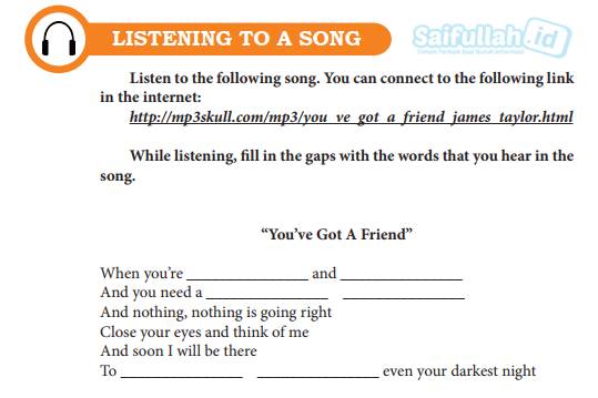 Chapter 15 Halaman 196 197 Listening To A Song Melengkapi Lirik Lagu Saifullah Id