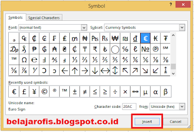 Cara Memasukkan Simbol Dan Karakter Khusus Pada Microsoft Excel 2013