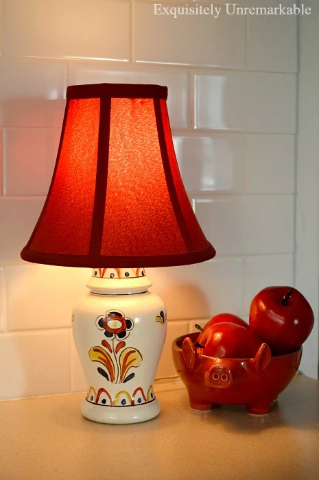 Vintage Boho Lamp and Pig Bowl