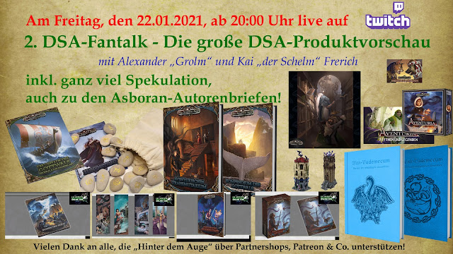 Der 2. DSA-LIVE-Fantalk mit der großen DSA-Produktvorschau und -Spekulation am Freitag, den 22.01.2021!