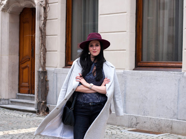 Outfit: flared denim, pussybow blouse