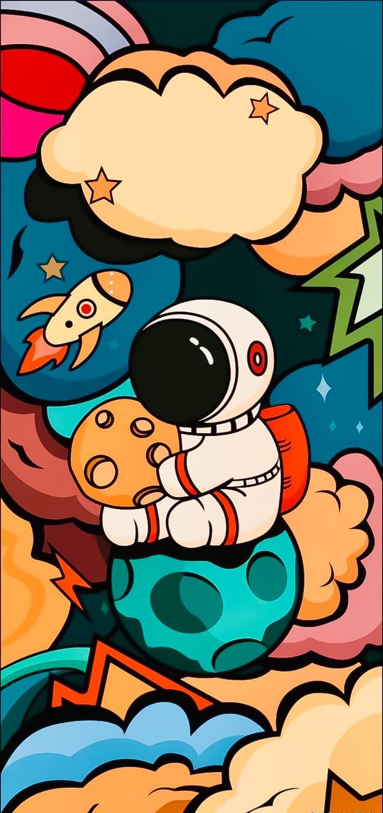 CUTE ASTRONAUT PHONE WALLPAPER
