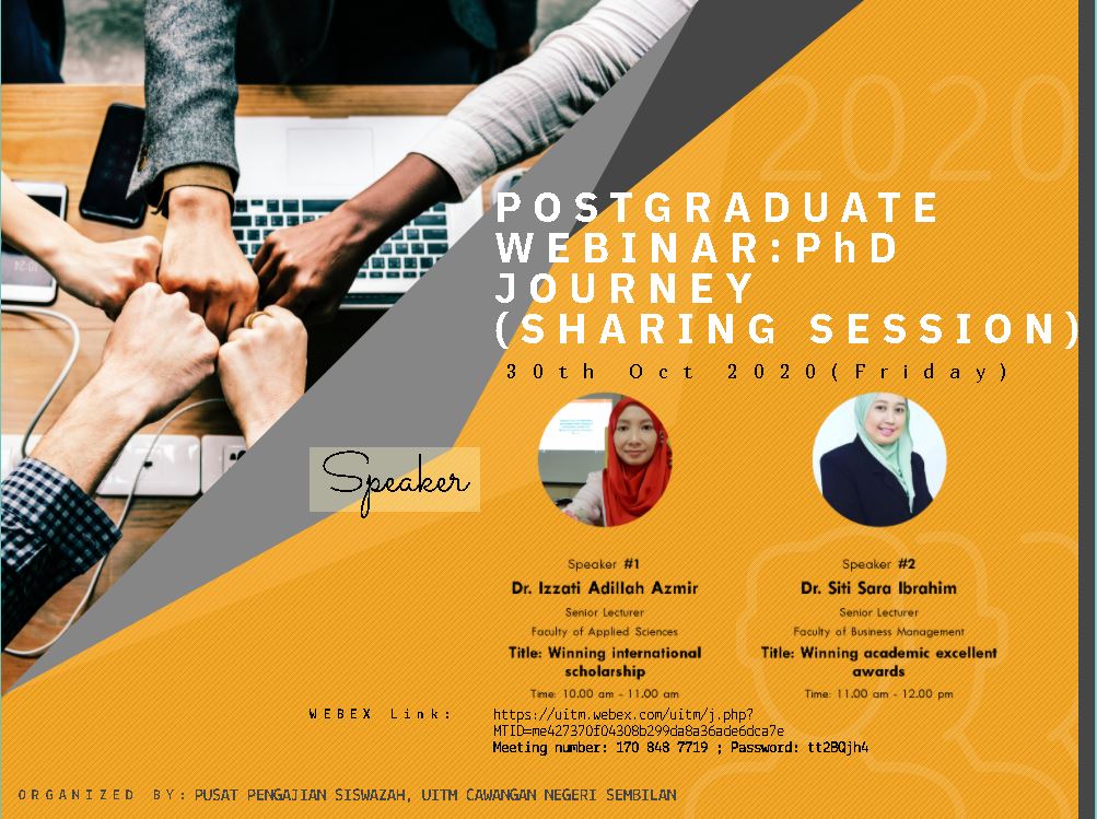 POSTGRADUATE PROGRAMME POSTGRADUATE WEBINAR PHD JOURNEY (SHARING SESSION)