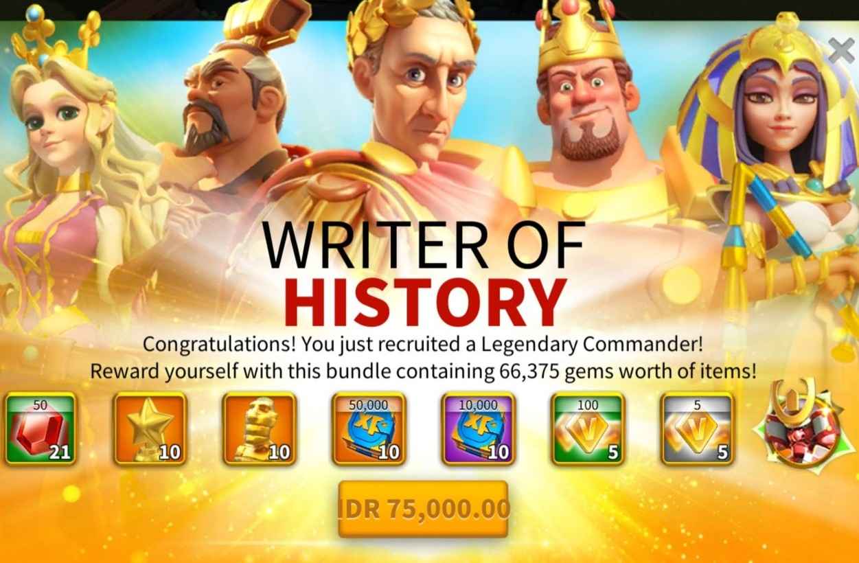 Paket Writer of History Rise of Kingdoms Ulasan dan Hadiah