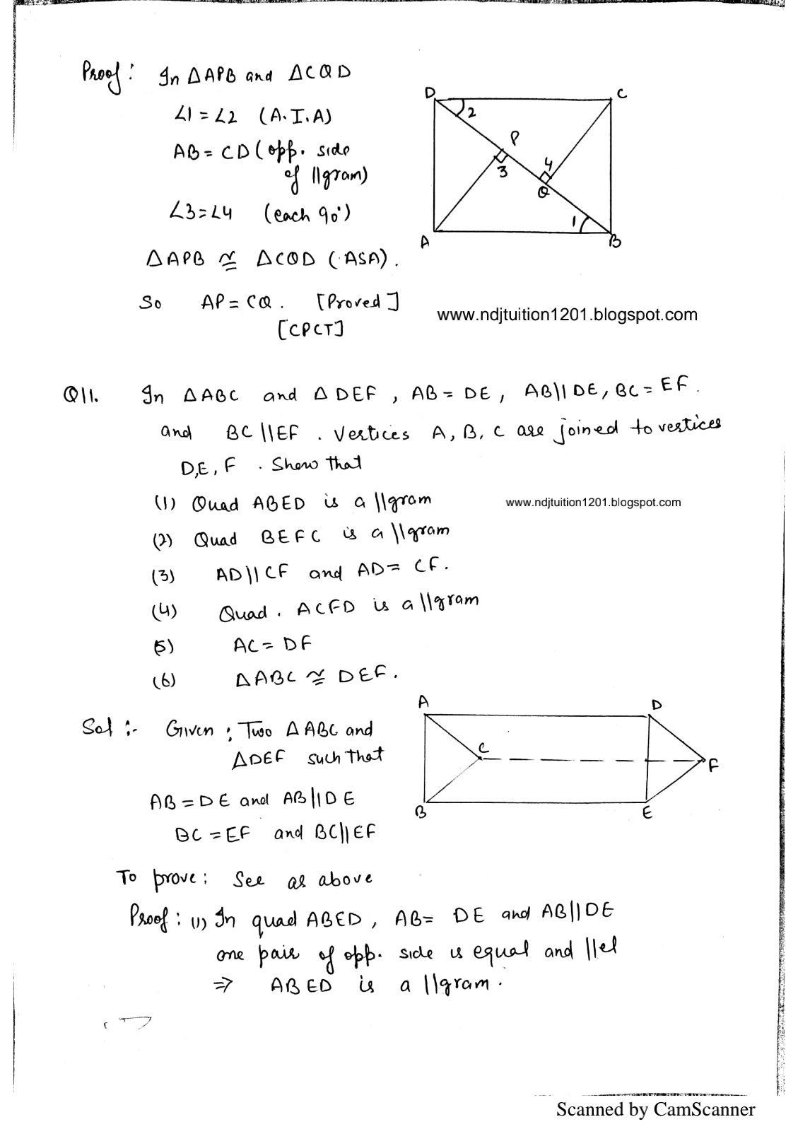 Quadrilateral Handwritten Notes for 9th Math