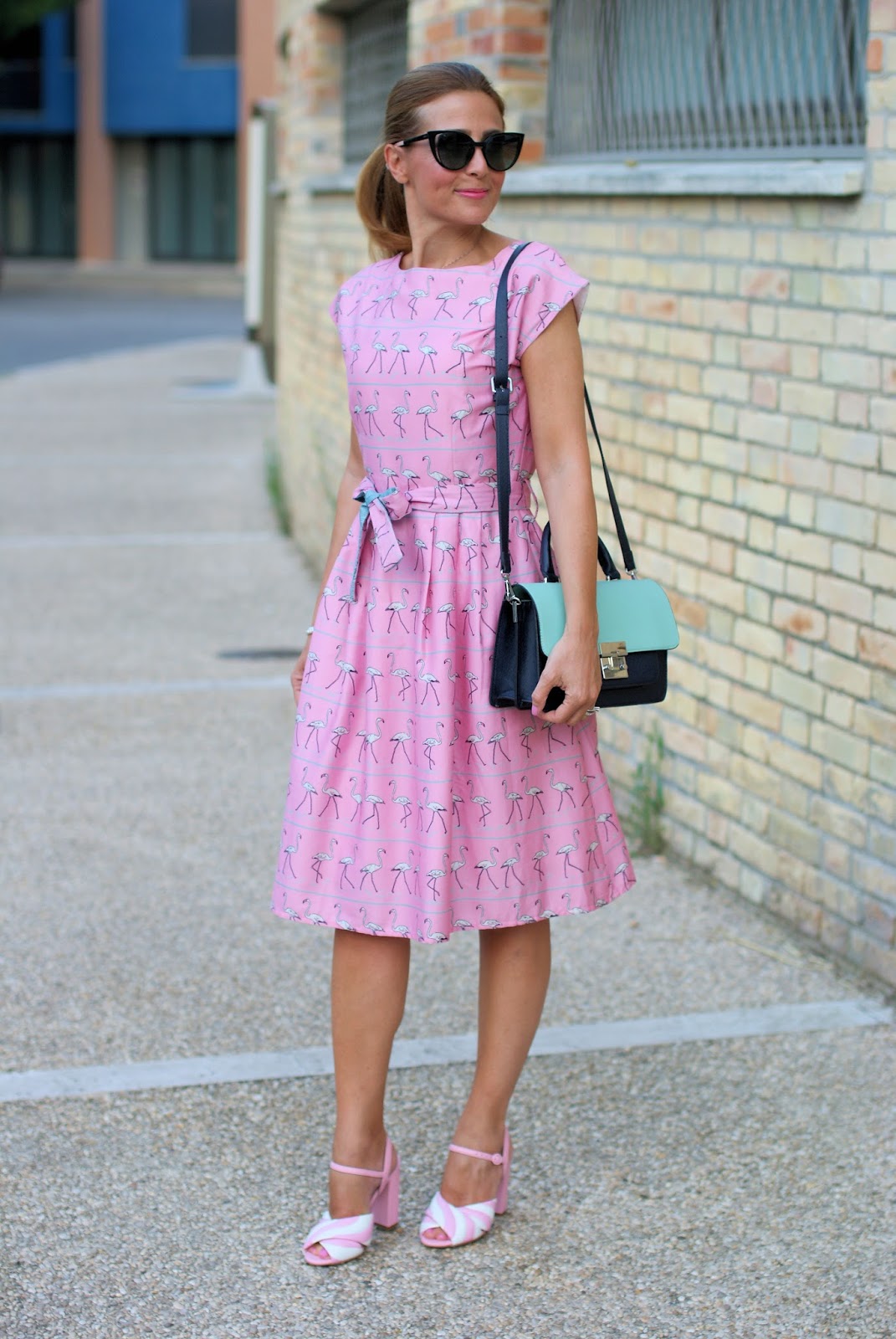 Pink Walking Flamingo dress and Candy sandals | Fashion and Cookies ...