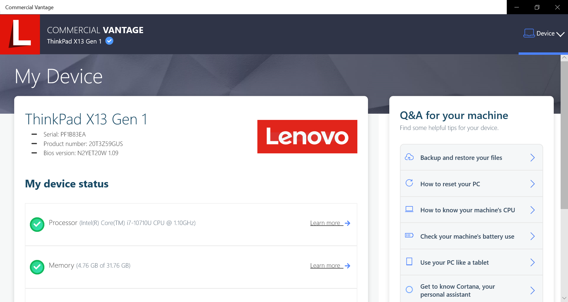 Manage Commercial Vantage with Intune