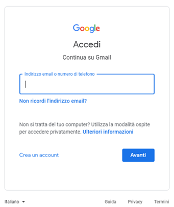 Gmail per Desktop login