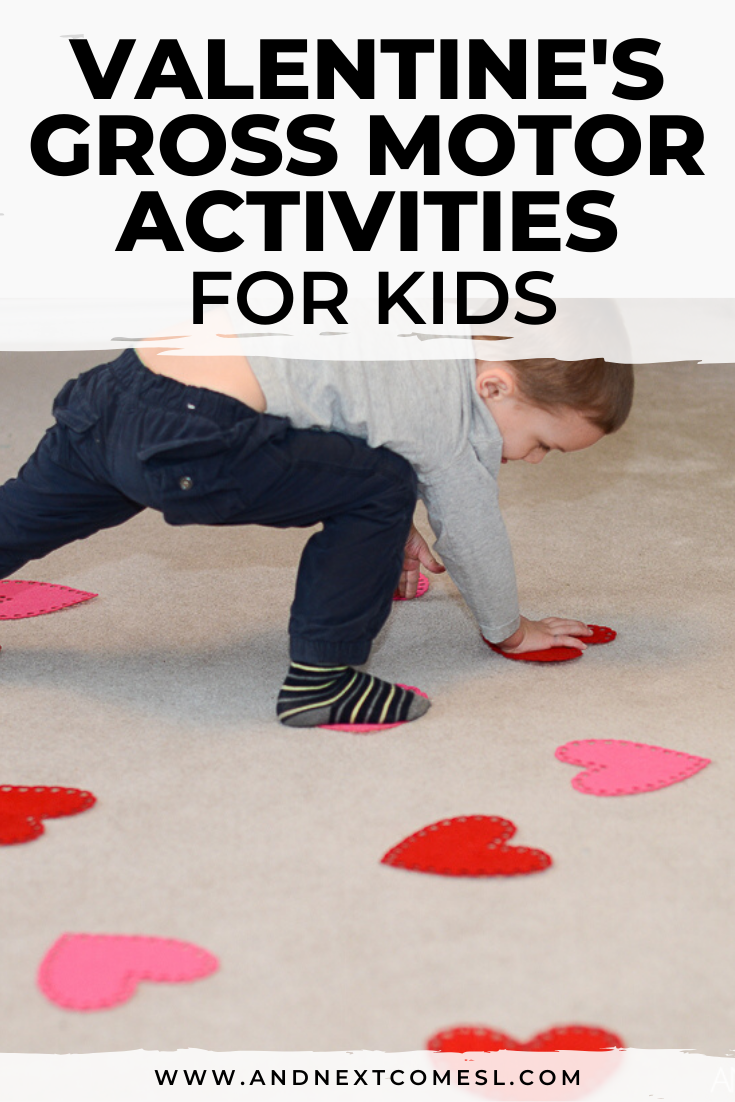 Valentine's Day gross motor activities for preschoolers and toddlers