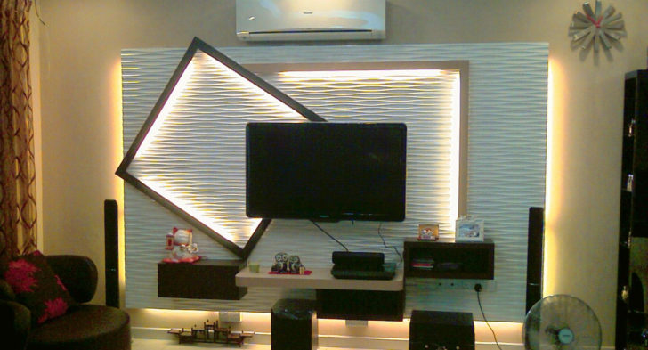 Gypsum Board Tv Wall Design With Led Lights For Modern