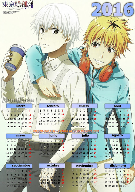 calendario 2016 tokyo ghoul