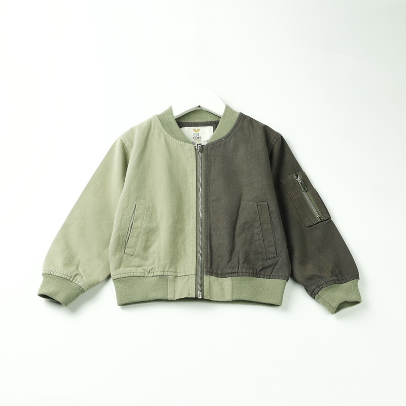 Áo Khoác Trẻ Em Khaki Tay Dài Phối Dây Kéo - BELDINO 158333 3 4 413