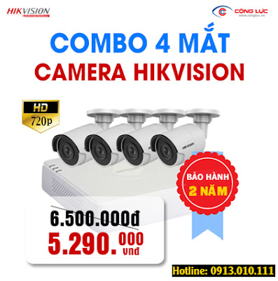 Trọn bộ 4 mắt Camera Hikvision 1.0 megapixel