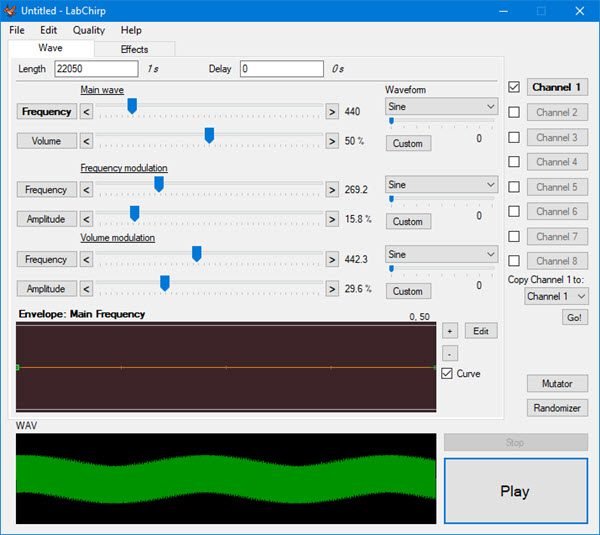 Бесплатная программа для создания звуковых эффектов LabChirp