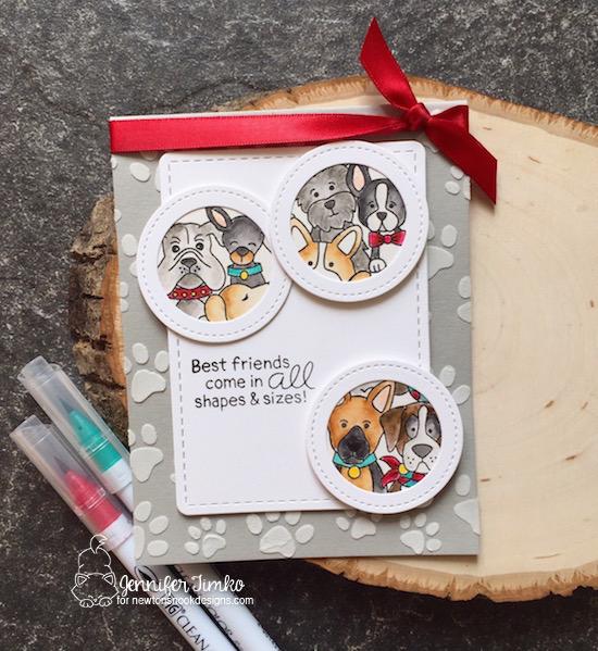 Best Friends Dog card by Jennifer Timko | Woof Pack Stamp Set and Pawprints Stencil by Newton's Nook Designs #newtonsnook