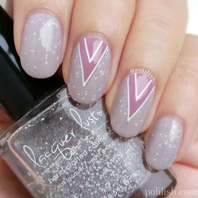 Taupe and pink geometric nail art design by polilish