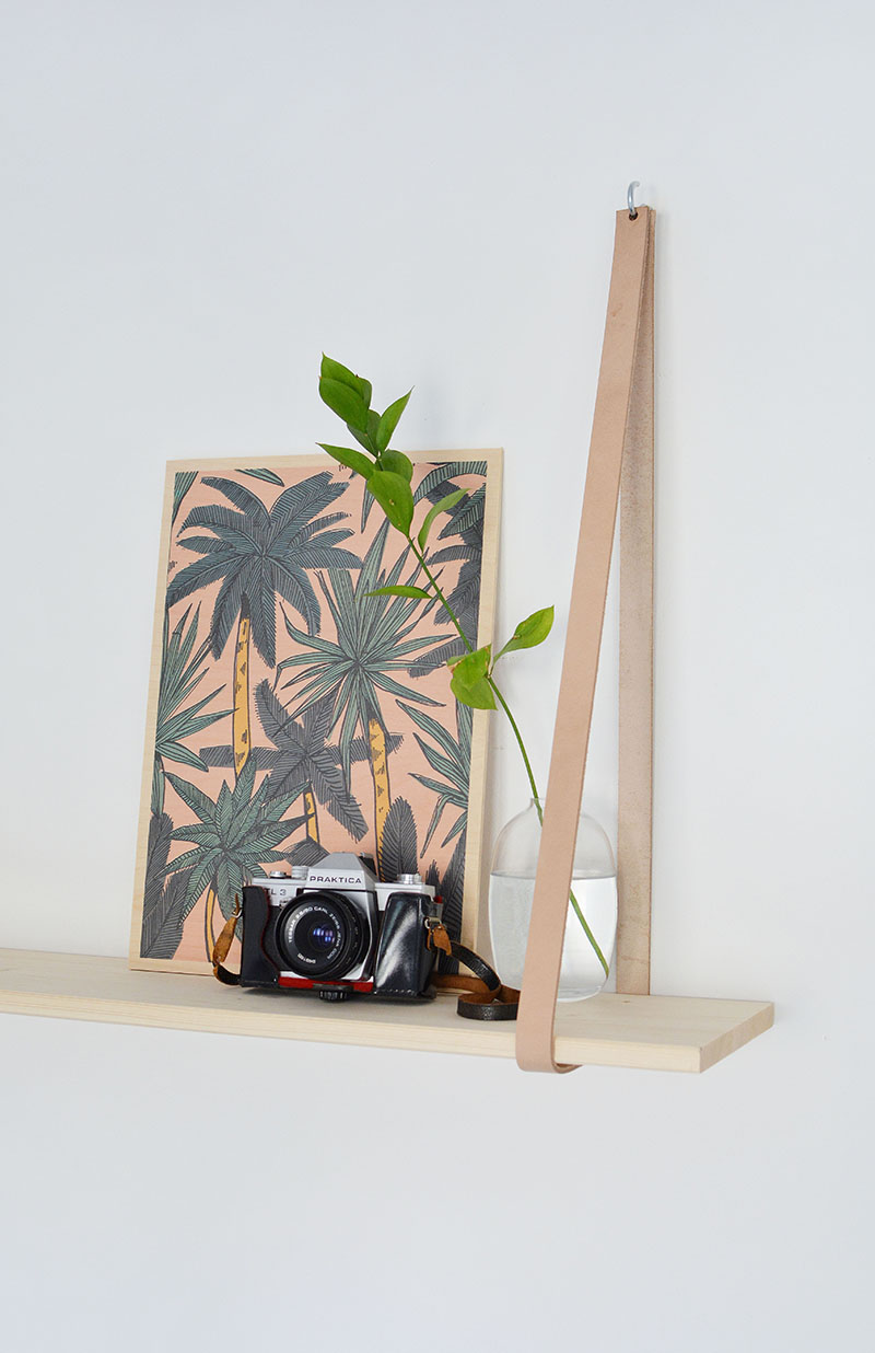 DIY easy leather strap shelf — Caroline Burke Burkatron