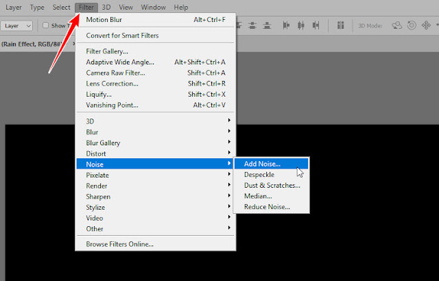 Adding Noise gif animated rain in photoshop, how to animate rain