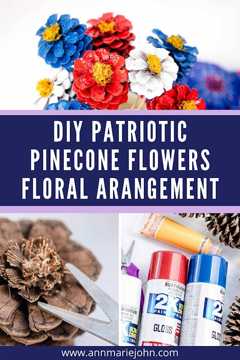 DIY Patriotic Pinecone Flowers Floral Arrangement
