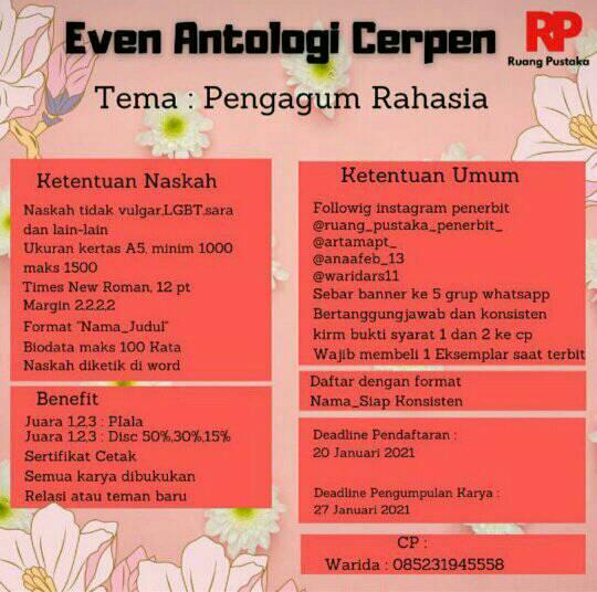 Even Antologi Cerpen Tema Pengagum Rahasia Ruang Pustaka Info Lomba Menulis Even Antologi Cerpen Tema Pengagum Rahasia Ruang Pustaka Info Lomba Menulis