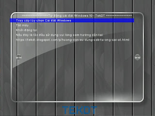Giao diện USB cài đặt windows tự động TekDT.com