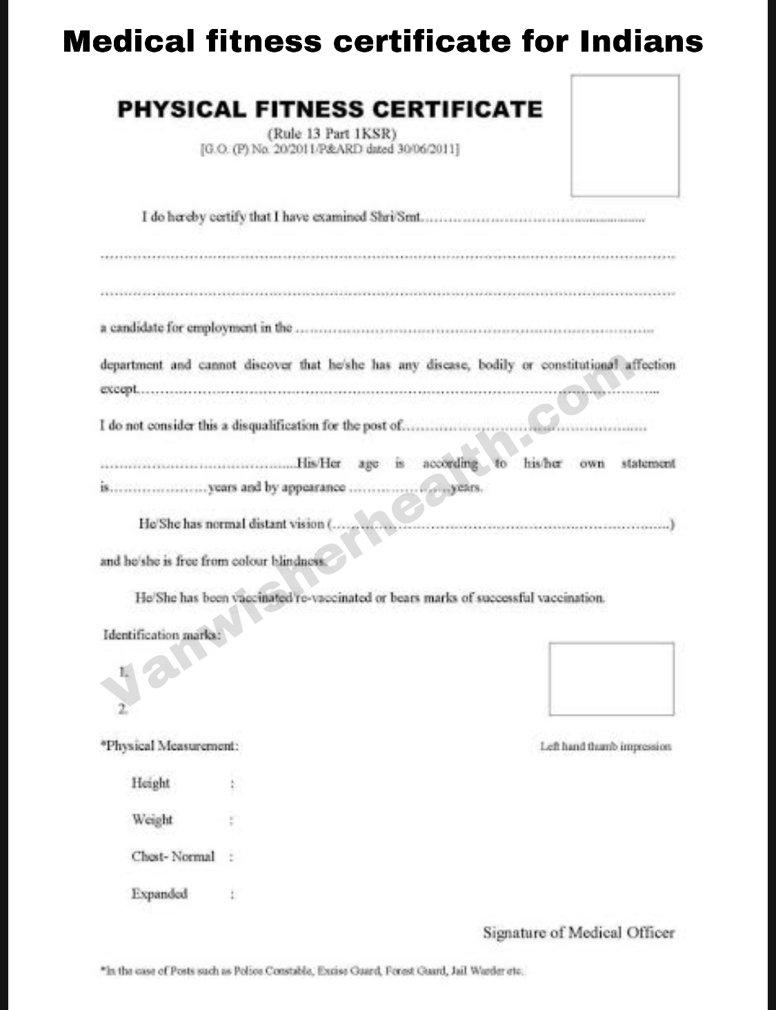 Medical Fitness Certificate Format Revive Health Life