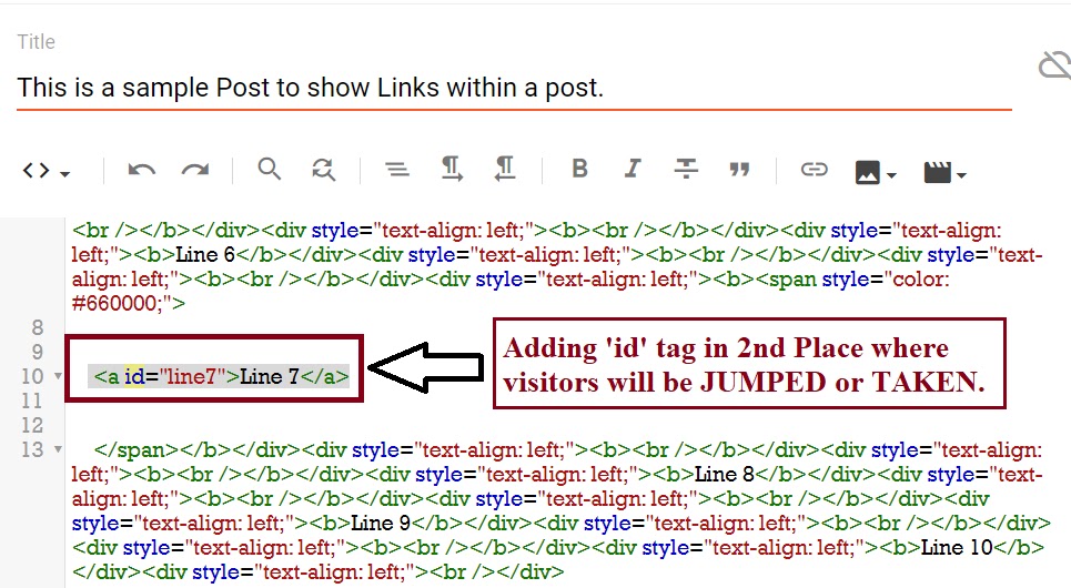How to Add / Create JUMP LINKs or ANCHOR Links in Blogger Posts?