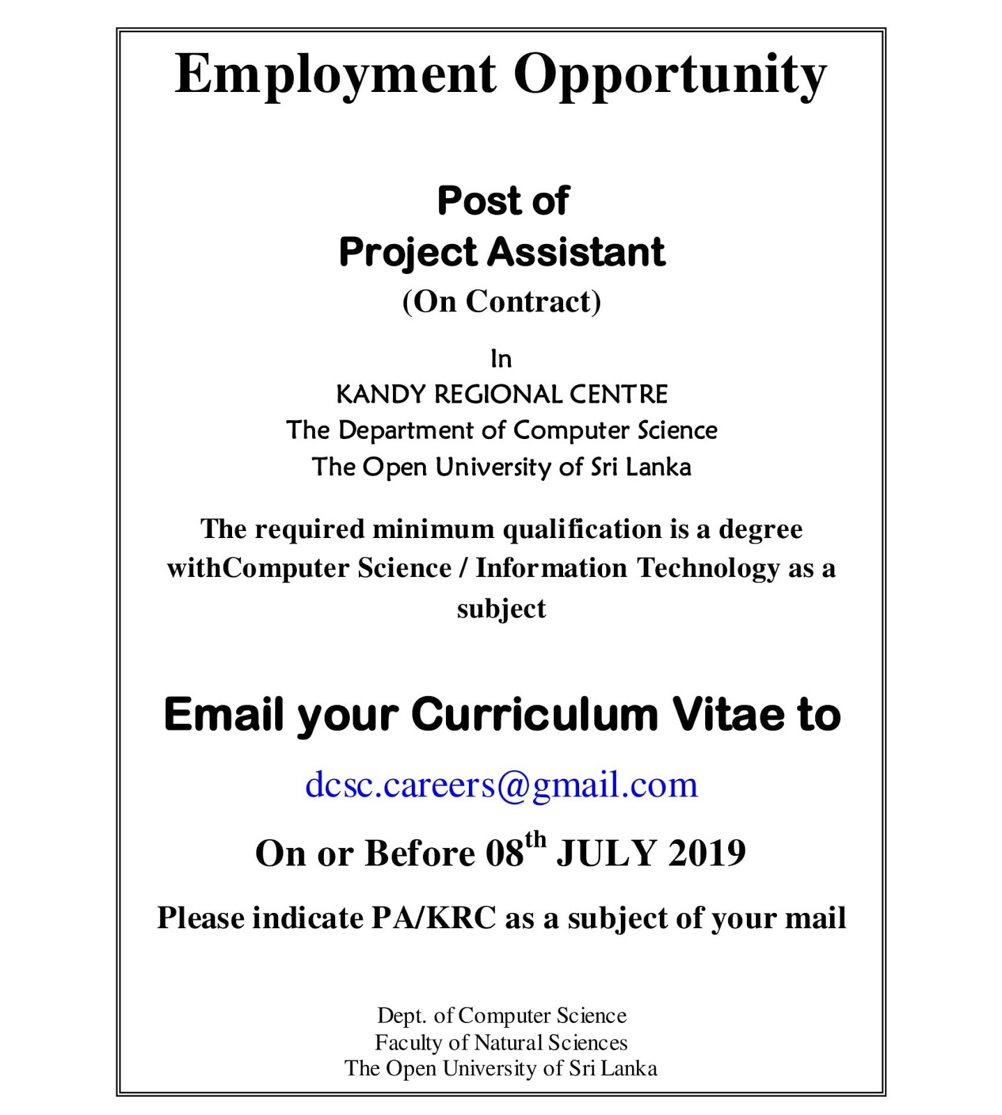 Open University Vacancies - Irumbuthirai News