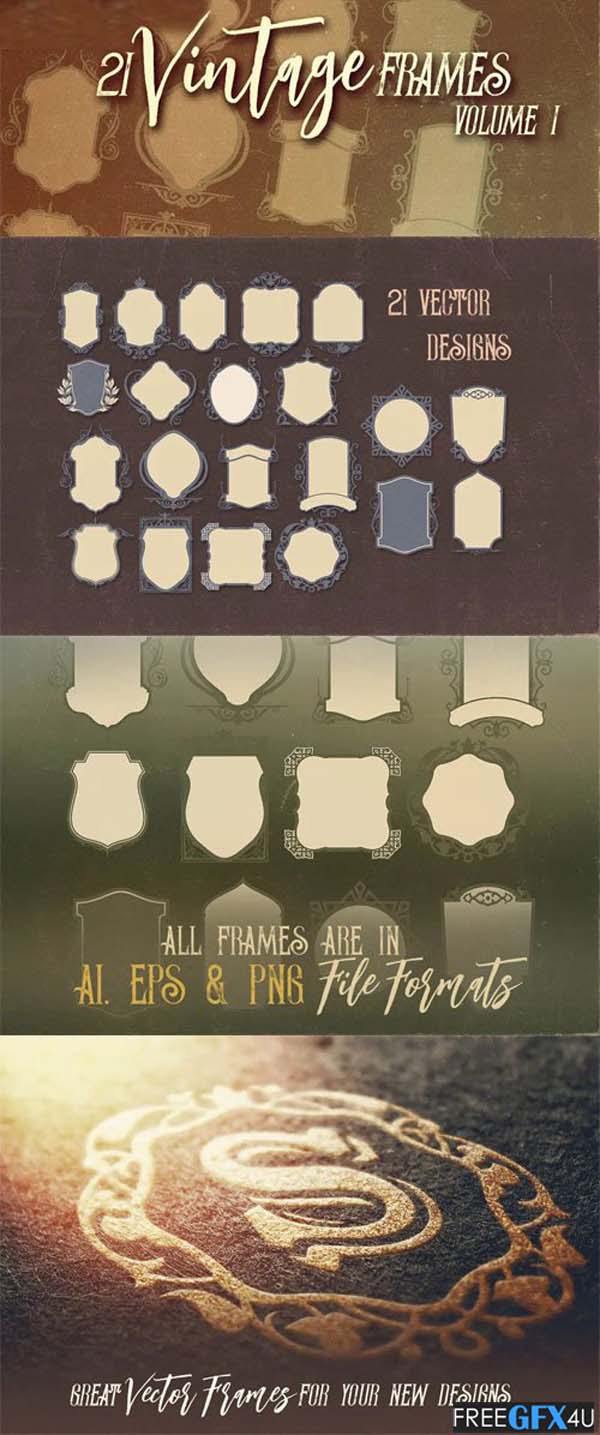 21 Vintage Ornamental Frames Vector Templates