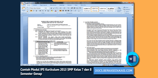 Contoh Modul Ips K13 Smp Kelas 7 Dan 8 Semester Genap Dokumen Berkas Edukasi