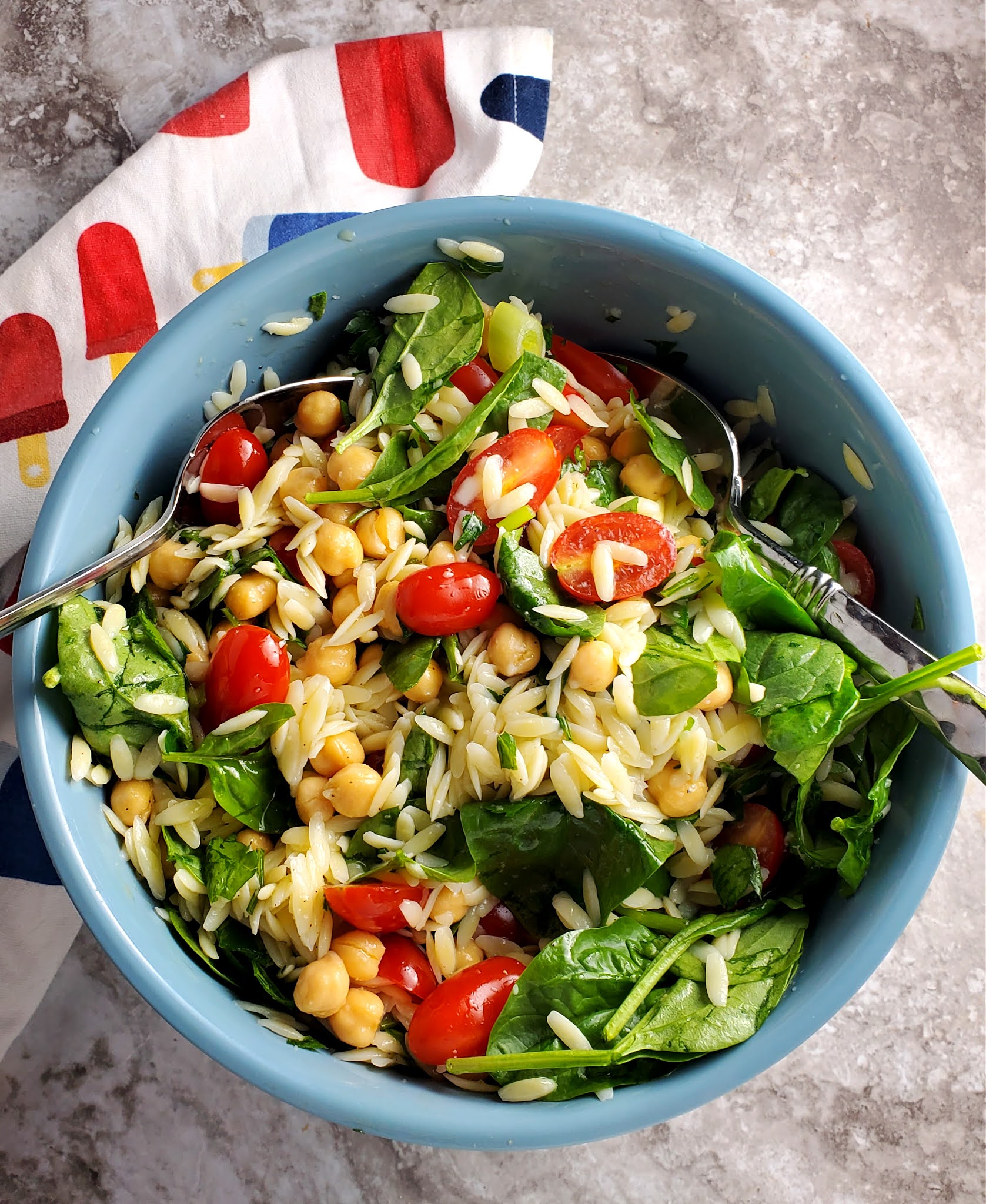 Slice of Southern Summer Fresh Recipe Series Spinach Orzo Salad with
