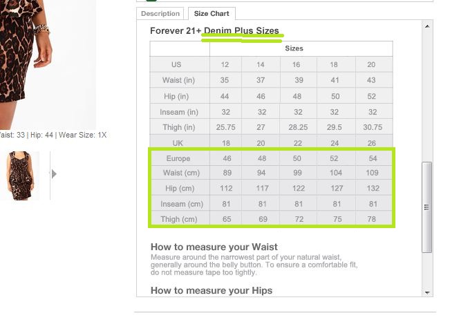 Forever 21 Pantyhose Size Chart