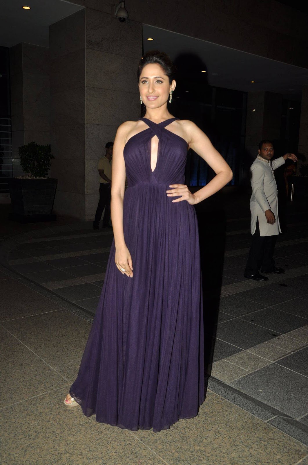 Pragya Jaiswal Hot Photos In Long Purple Gown At Birthday Celebrations