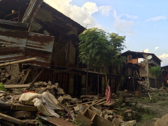 Houses destroyed by earthquake