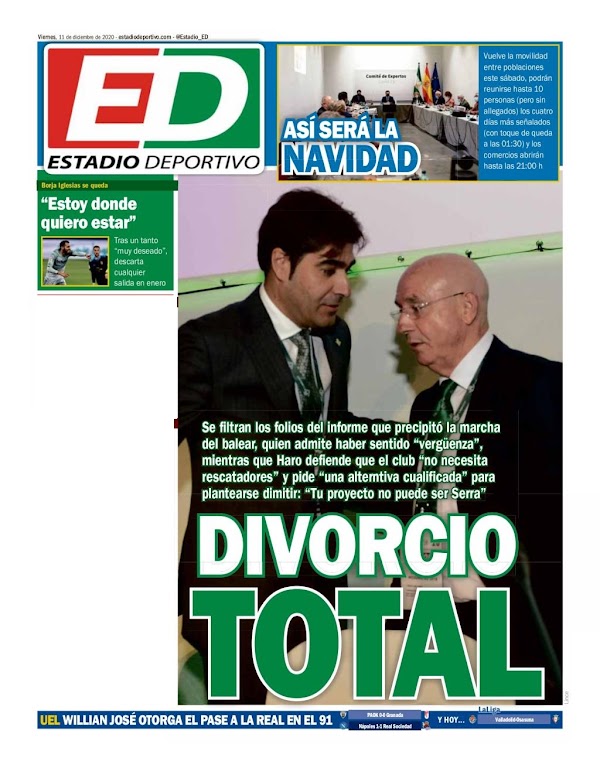 Betis, Estadio Deportivo: "Divorcio total"