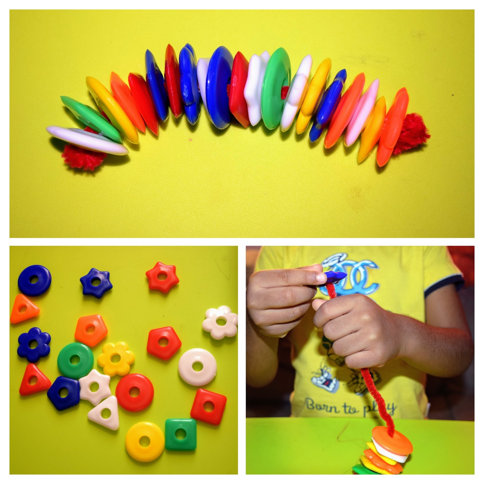 Sindhu's cocoon Lacing Shapes Beads Activity for Toddlers