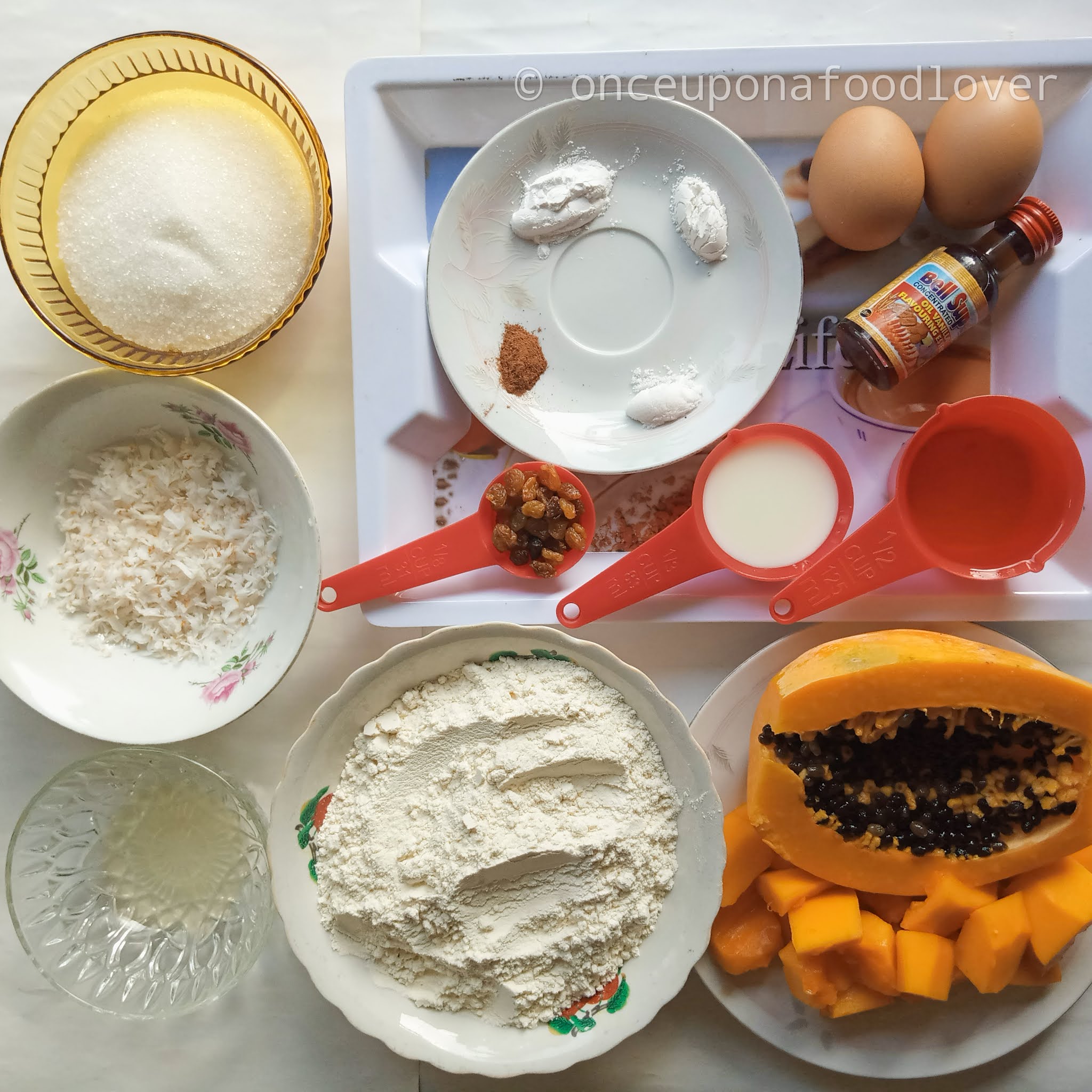 Ingredients for pawpaw/papaya cake