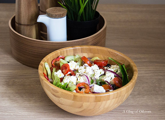Greek-style salad with potatoes Greek-style salad and potatoes