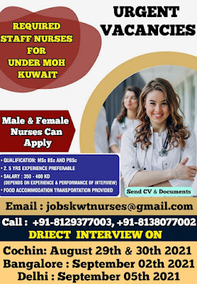 Urgently Required Male & Female Nurses to Kuwait Under MOH