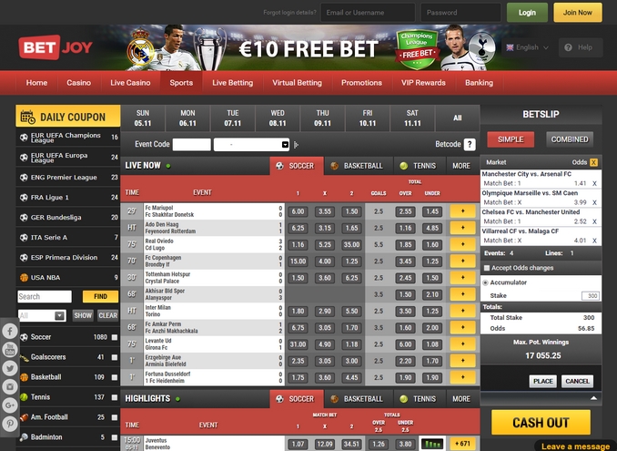 BetJoy Bookmaker BetJoy Screen