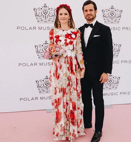 Princess Sofia wore a new silk floral maxi dress by Dolce & Gabbana, Crown Princess Victoria wore a new pink dress by Ida Sjostedt