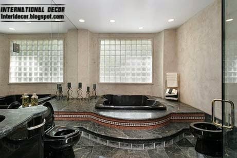 black floor tiles for luxury bathroom, black tiles