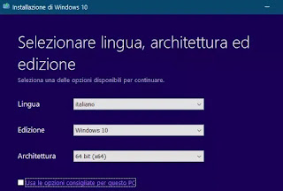 instalalre windows 10 da usb creare usb di installazione
