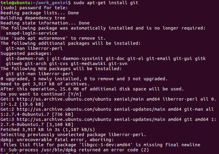 files list file for package 'libgcc5devamd64' is missing final