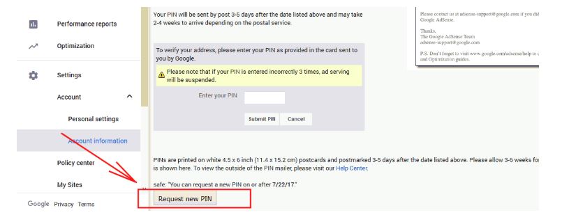 Cara Untuk Verifikasi PIN Akaun Adsense