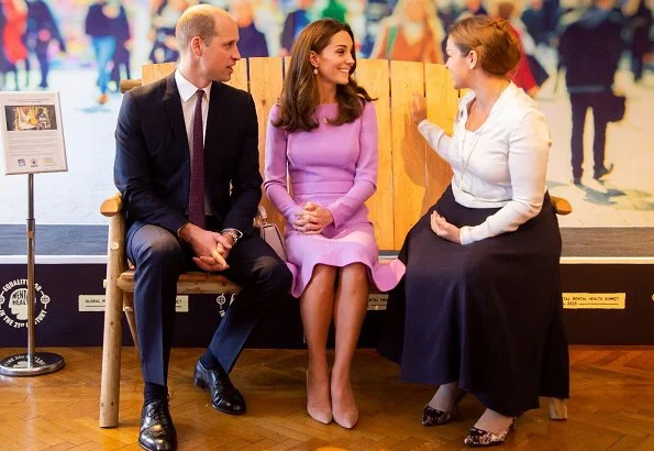 Kate Middleton wore Emilia Wickstead Kate wool crepe dress, Mappin&Webb earrings, she carried Aspinal Of London Mayfair bag