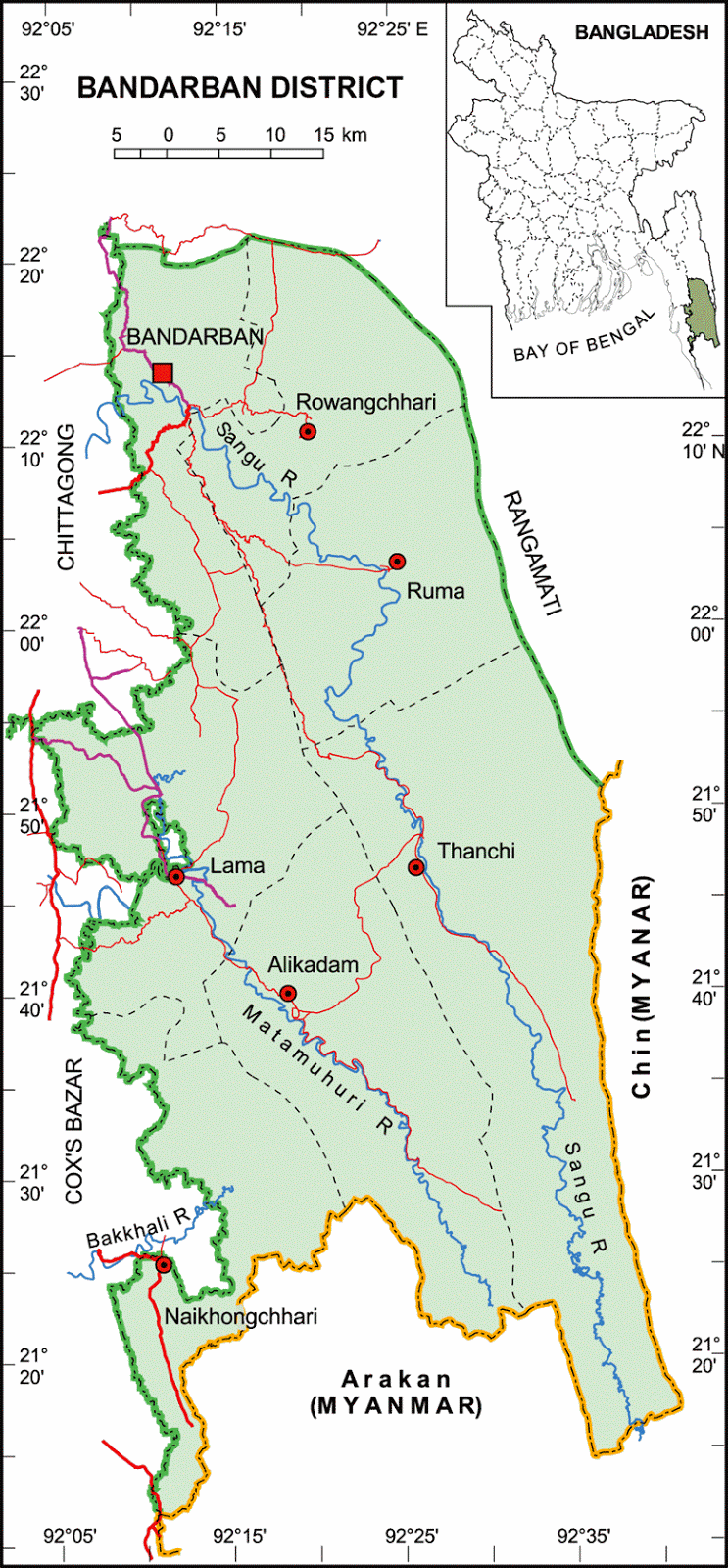 Bandarban District Map Bangladesh