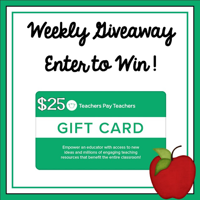 Teacher Giveaway! Weekly $25 Teachers pay Teachers Gift Card Giveaway November 1, 2021