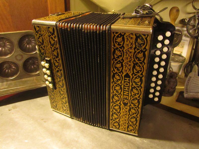 c.1990 Hohner G/C Pokerwork Diatonic Button Accordion