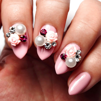 Pink Floral Nails